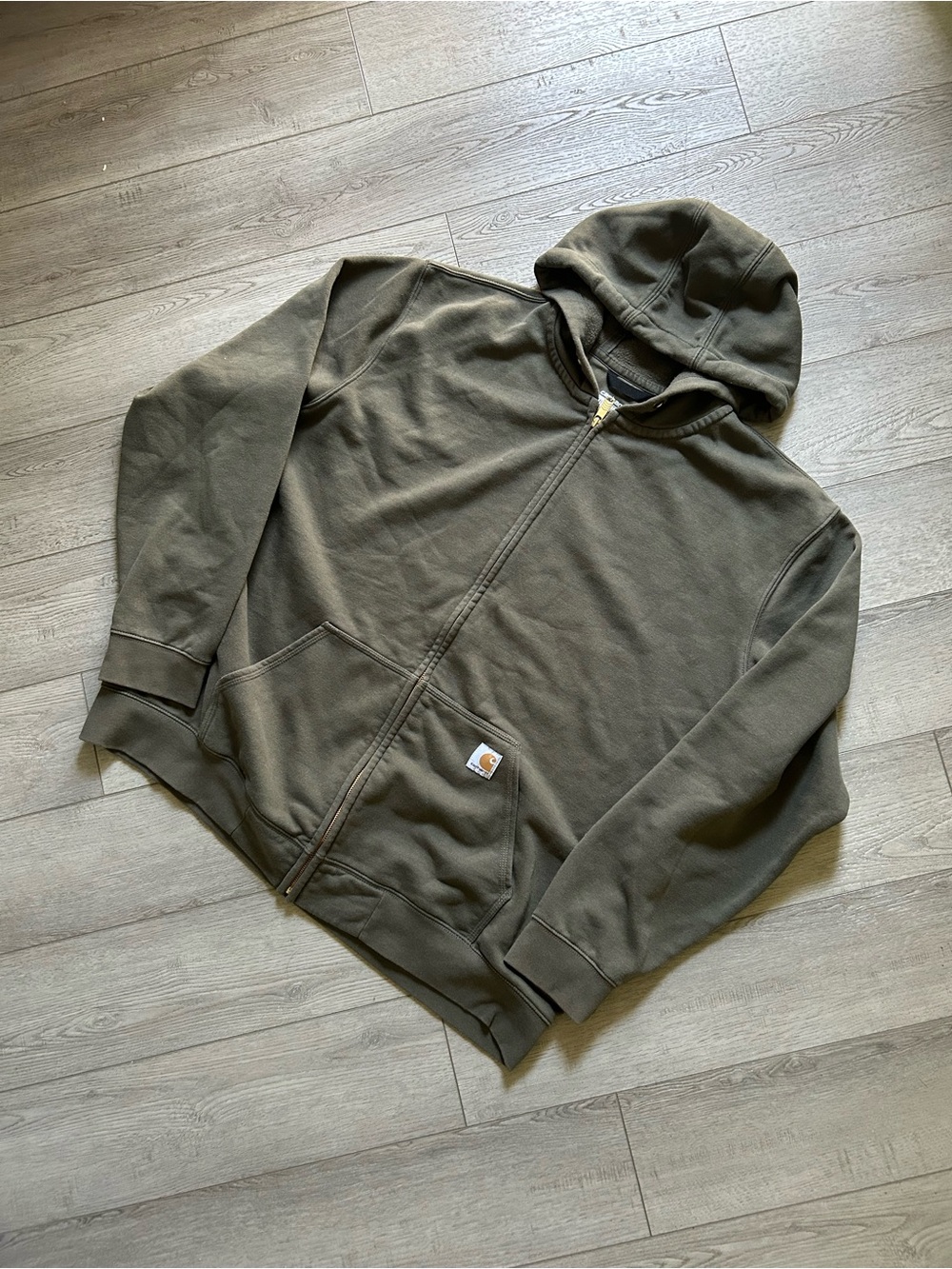 Carhartt Olive Zip-Up Hooded Sweatshirt